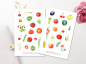 Preview: Obst und Gemüse Sticker Set